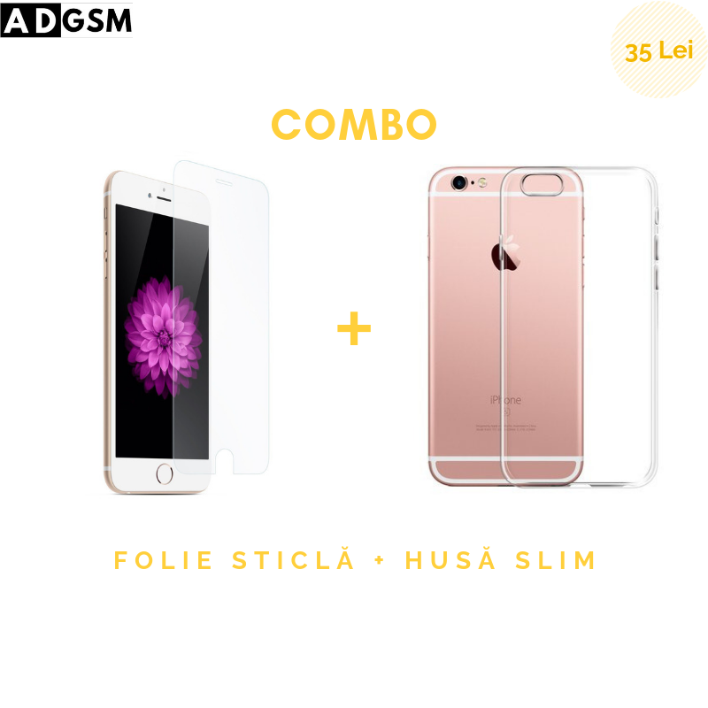 Combo iPhone 6 Plus / 6s Plus Folie Sticlă + Husă Ultra Slim