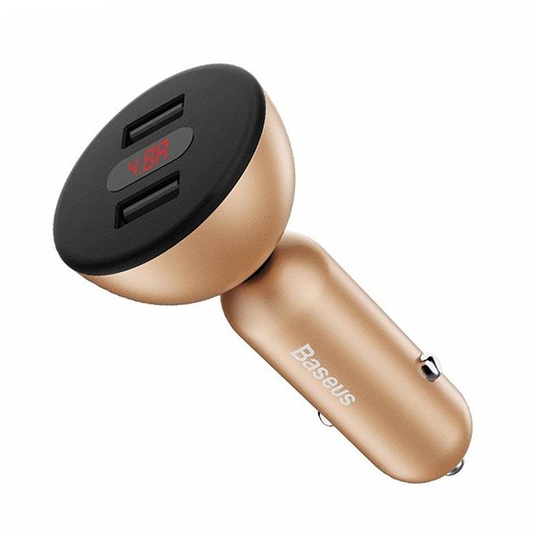 Adaptor incarcator Auto Baseus QC 4.8A Dual Gold