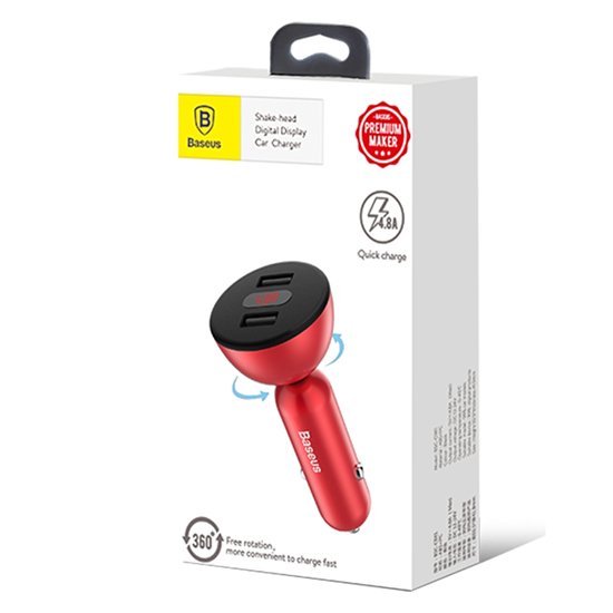 Adaptor incarcator Auto Baseus QC 4.8A Dual Roșu