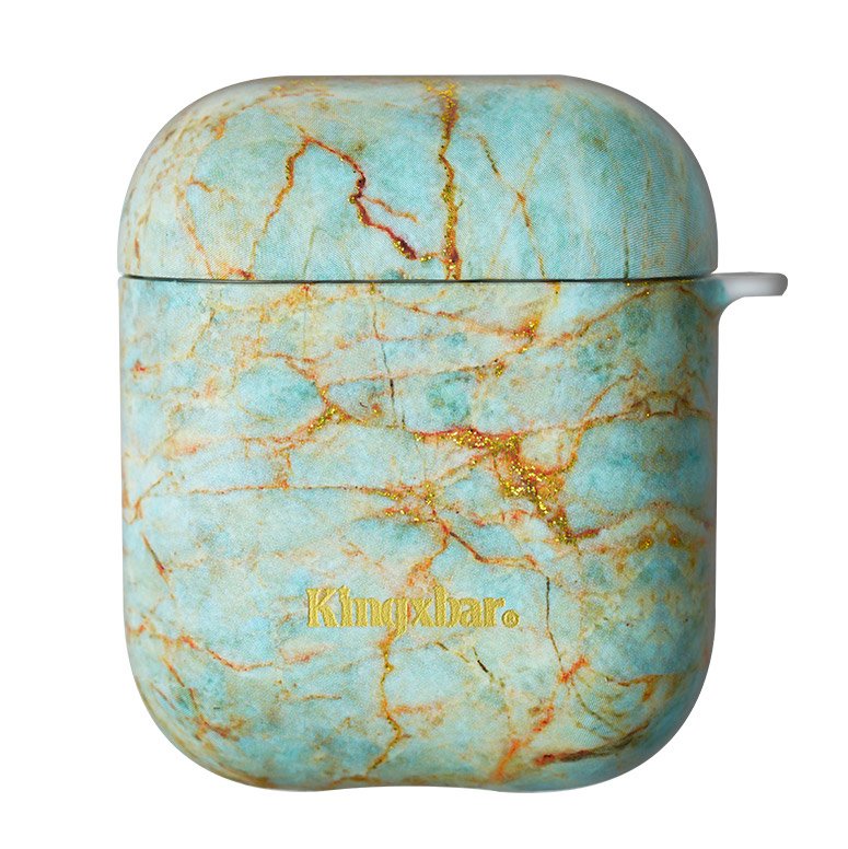 husa airpods kingxbar marble albastru