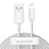 Set 2 cabluri Baseus USB cu Lightning cu incarcare rapida - alb Set 2 cabluri Baseus USB cu Lightning cu incarcare rapida - alb