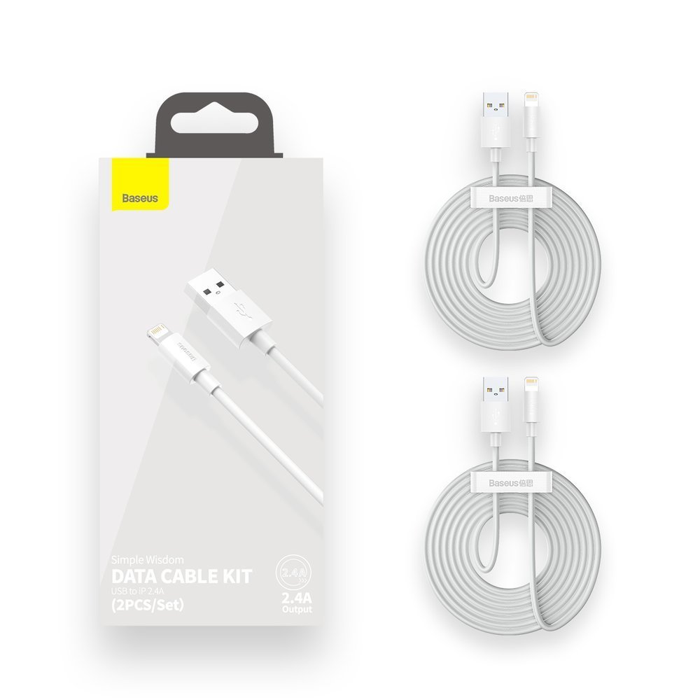 Set 2 cabluri Baseus USB cu Lightning cu incarcare rapida - alb7