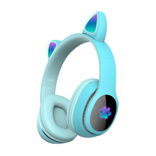 Casti Wireless cu urechiușe Bluetooth L400, lumini led - albastre